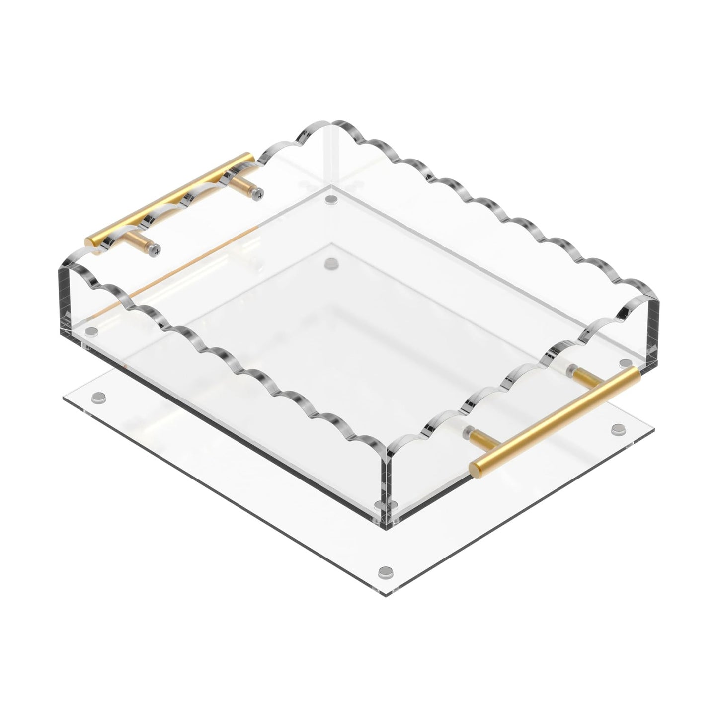 Rectangular Scalloped Acrylic Tray / Bronze / 10 x 12