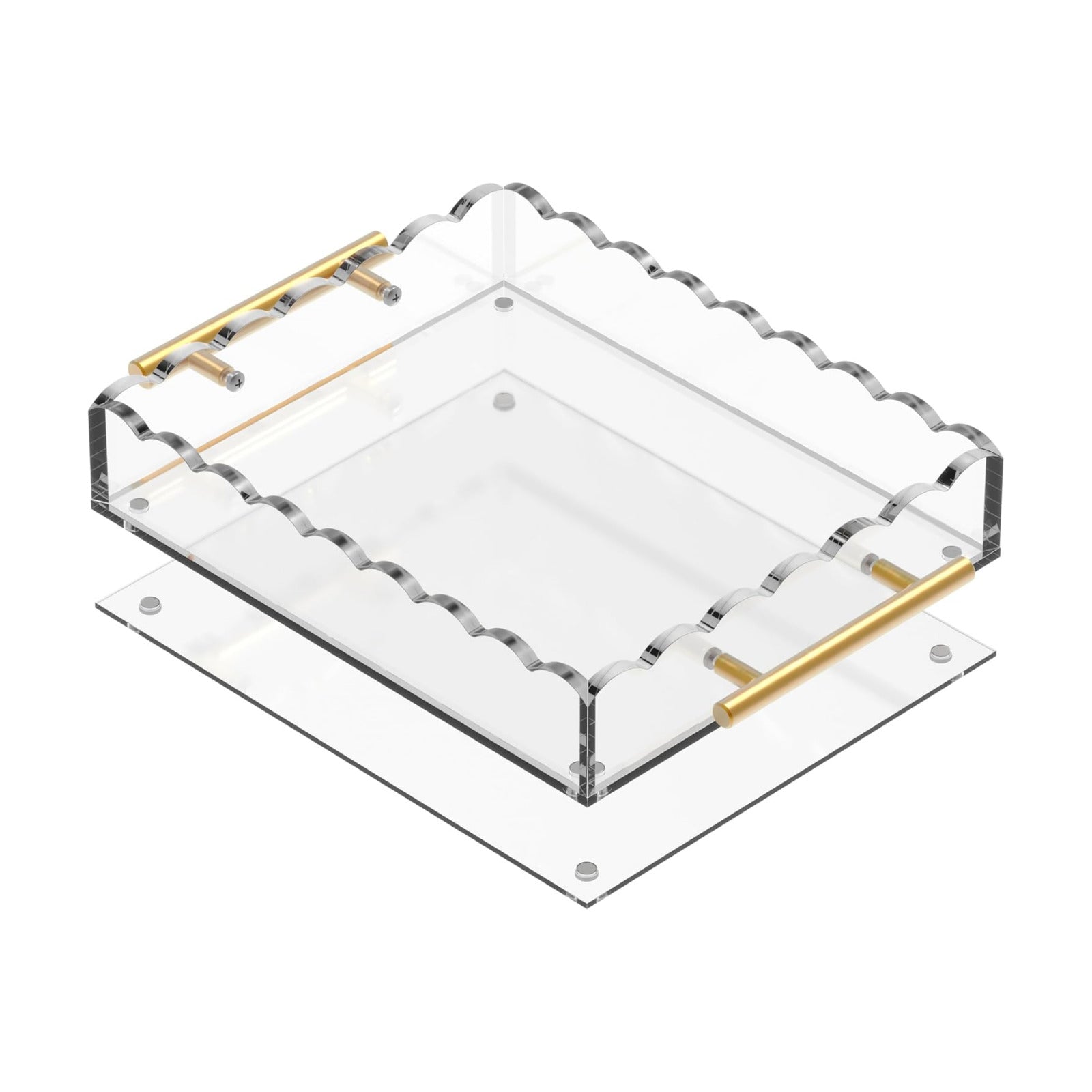 Rectangular Scalloped Acrylic Tray / Bronze / 10 x 12