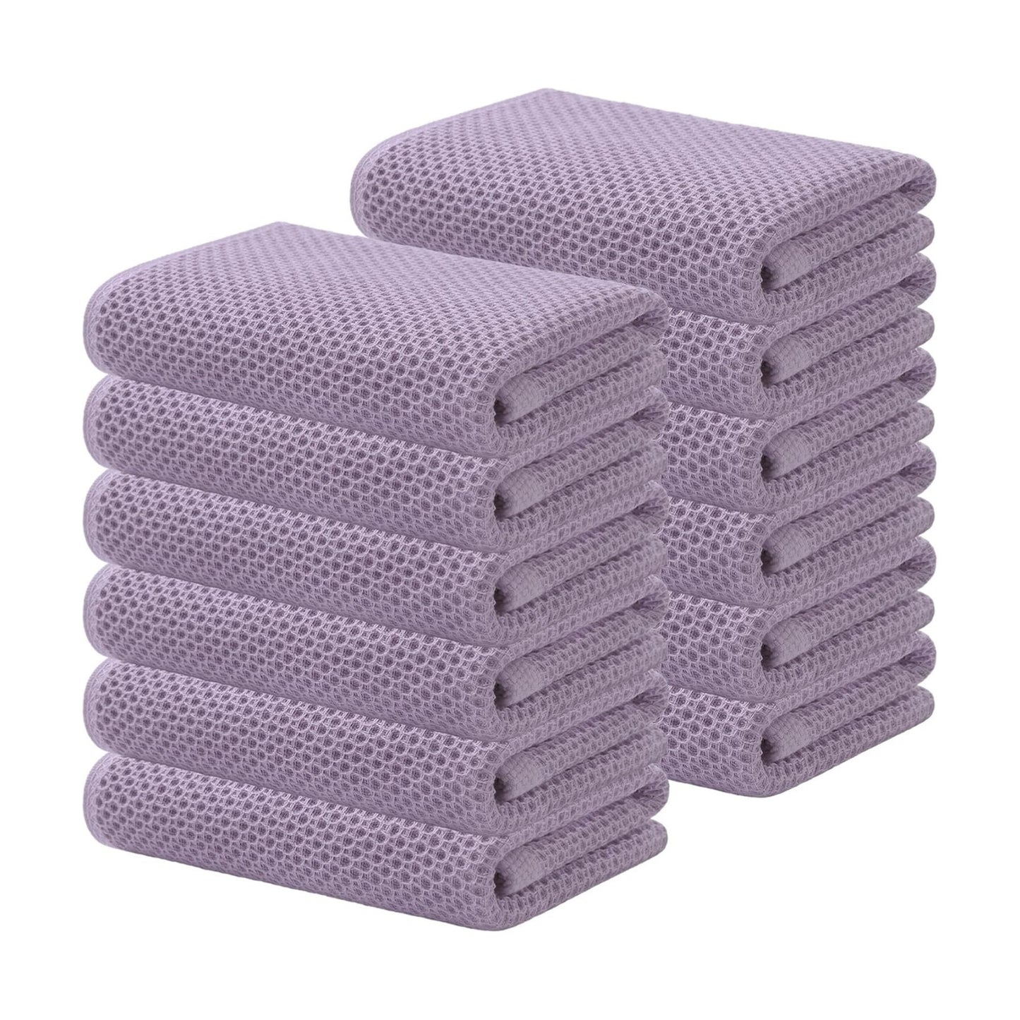 Kitinjoy 100% Cotton Waffle 12-Pack Kitchen Towels, 13" x 28", Lavender | Super Soft, Ultra-Absorbent, Fast Drying