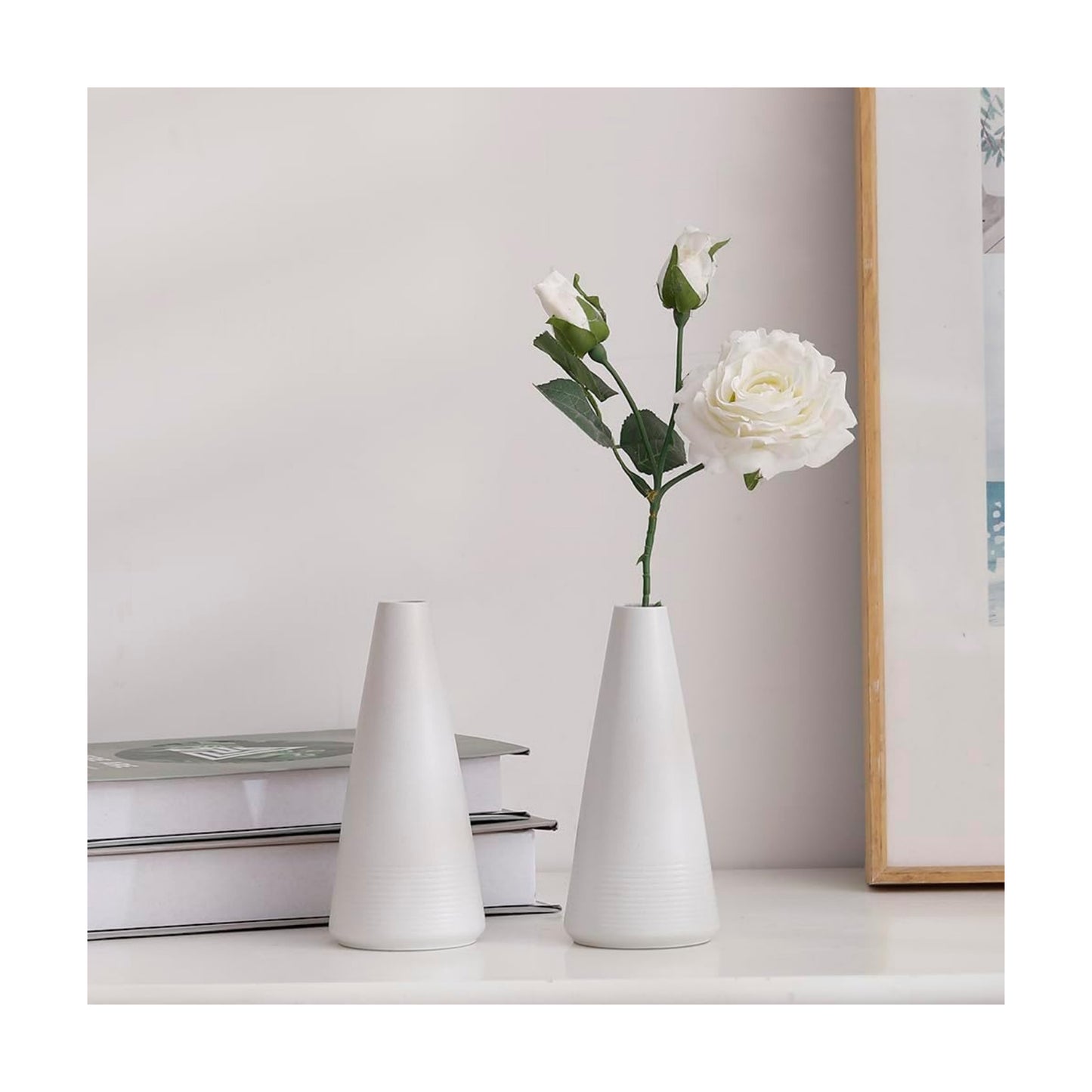 2-Piece Matte Ceramic vase Set / White