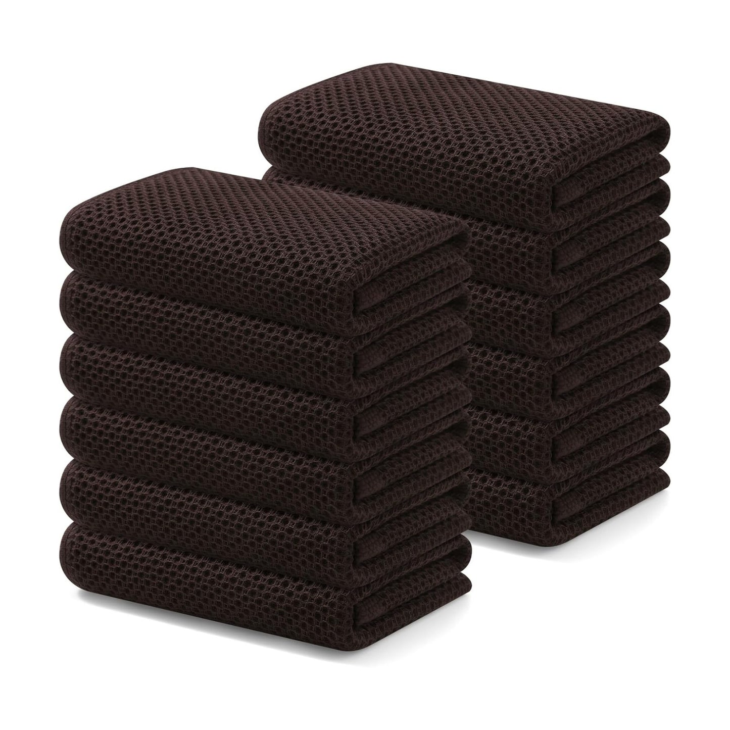 Kitinjoy Cotton Waffle 12-Pack Kitchen Towels, 13" x 28", Blackish Green | Super Soft, Ultra-Absorbent, Fast Drying