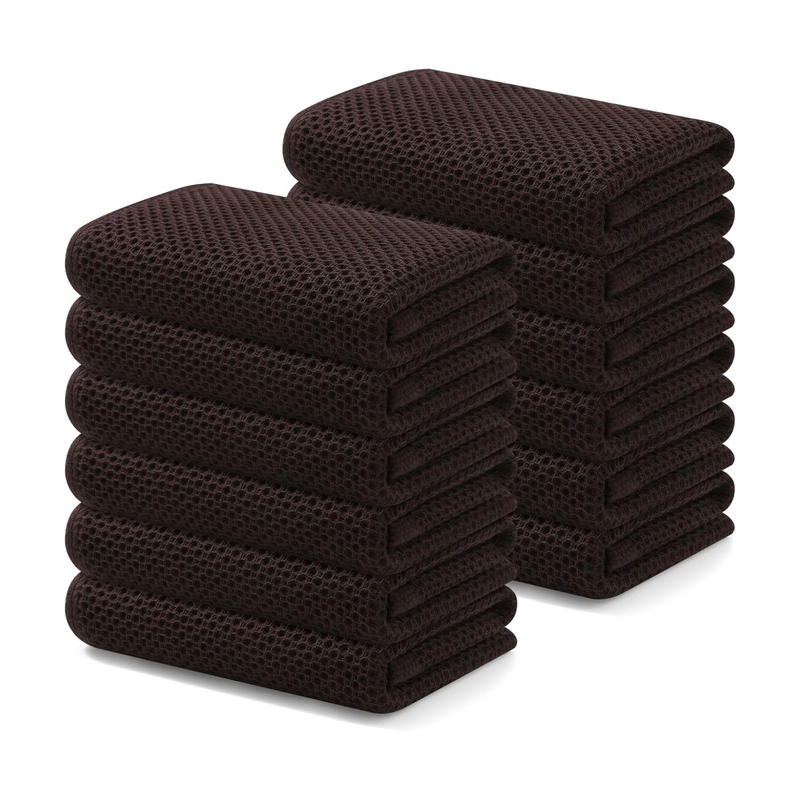 Kitinjoy Cotton Waffle 12-Pack Kitchen Towels, 13" x 28", Blackish Green | Super Soft, Ultra-Absorbent, Fast Drying