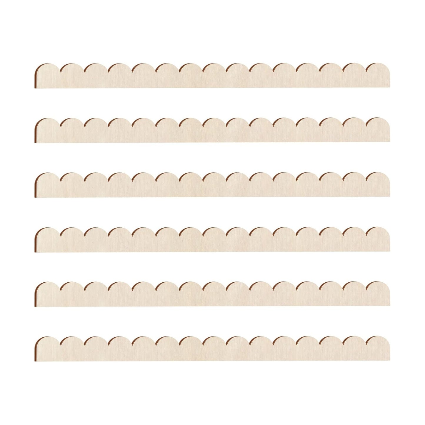 Unfinished Scalloped Decorative Wood Trim Scalloped Edge Decorative Wood / 24 x 1.65 / Set of 6