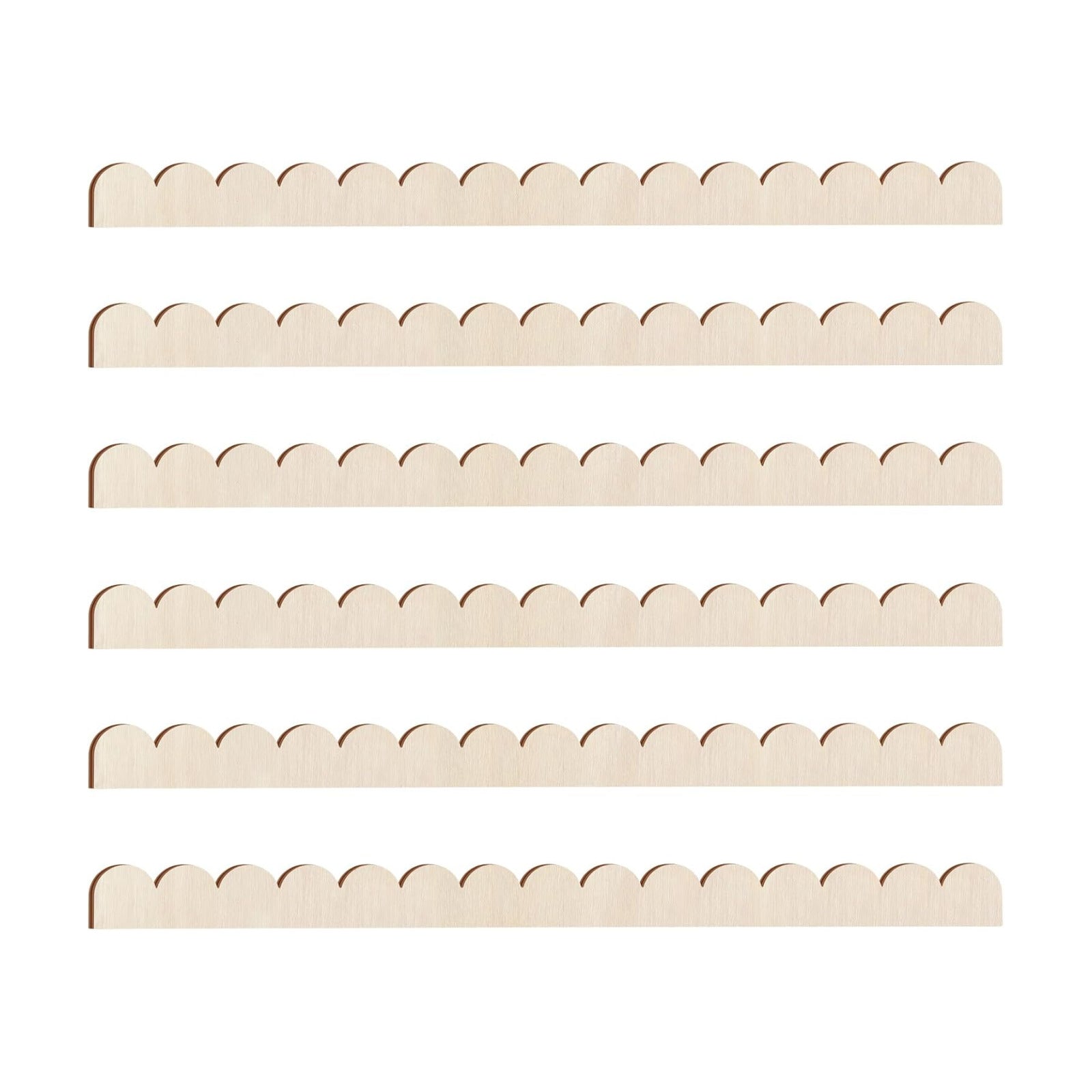 Unfinished Scalloped Decorative Wood Trim Scalloped Edge Decorative Wood / 24 x 1.65 / Set of 6