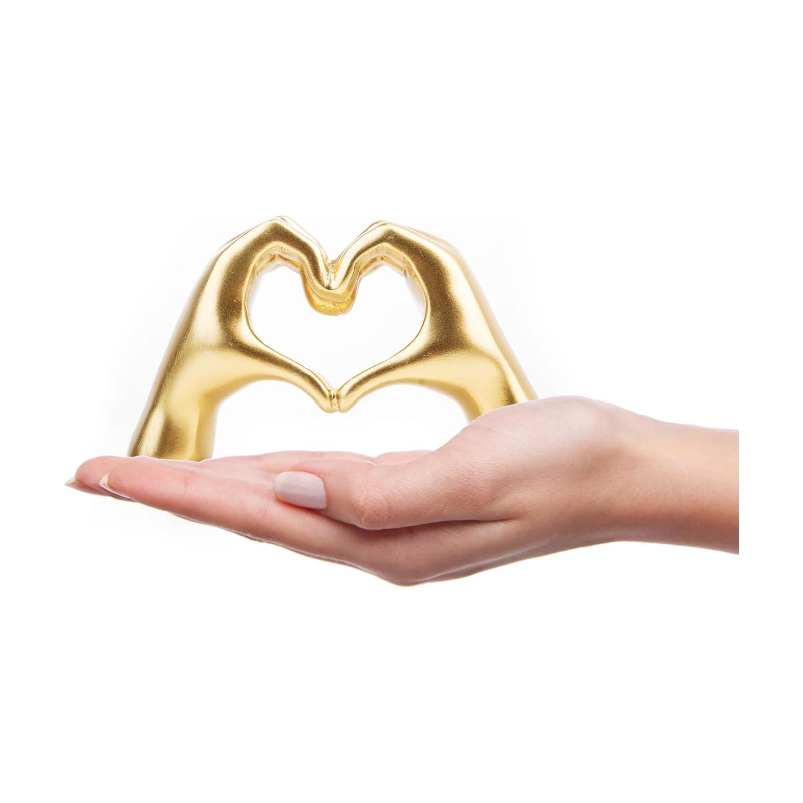 Small Heart Hands Sculpture Decor for Living Room Bedroom Bookshelf Coffe Table and Office Display, Love Finger Statue