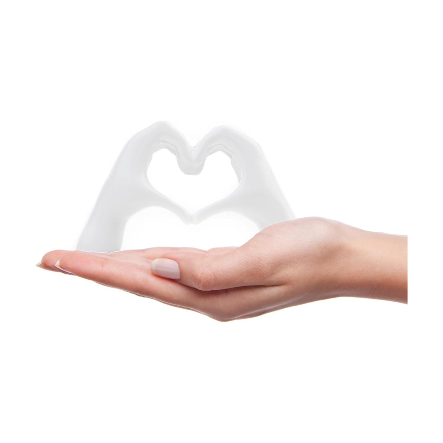 Small Heart Hands Sculpture Decor for Living Room Bedroom Bookshelf Coffe Table and Office Display, Love Finger Statue