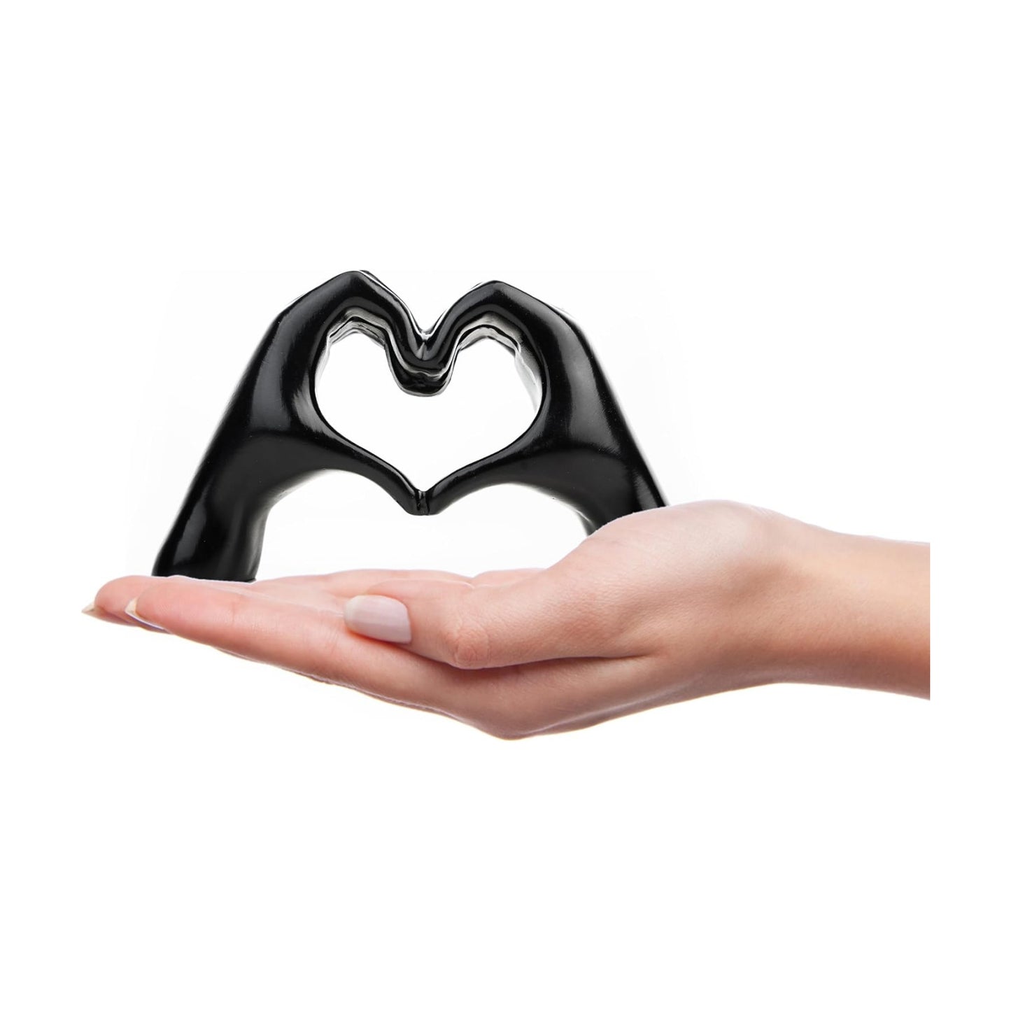 Small Heart Hands Sculpture Decor for Living Room Bedroom Bookshelf Coffe Table and Office Display, Love Finger Statue