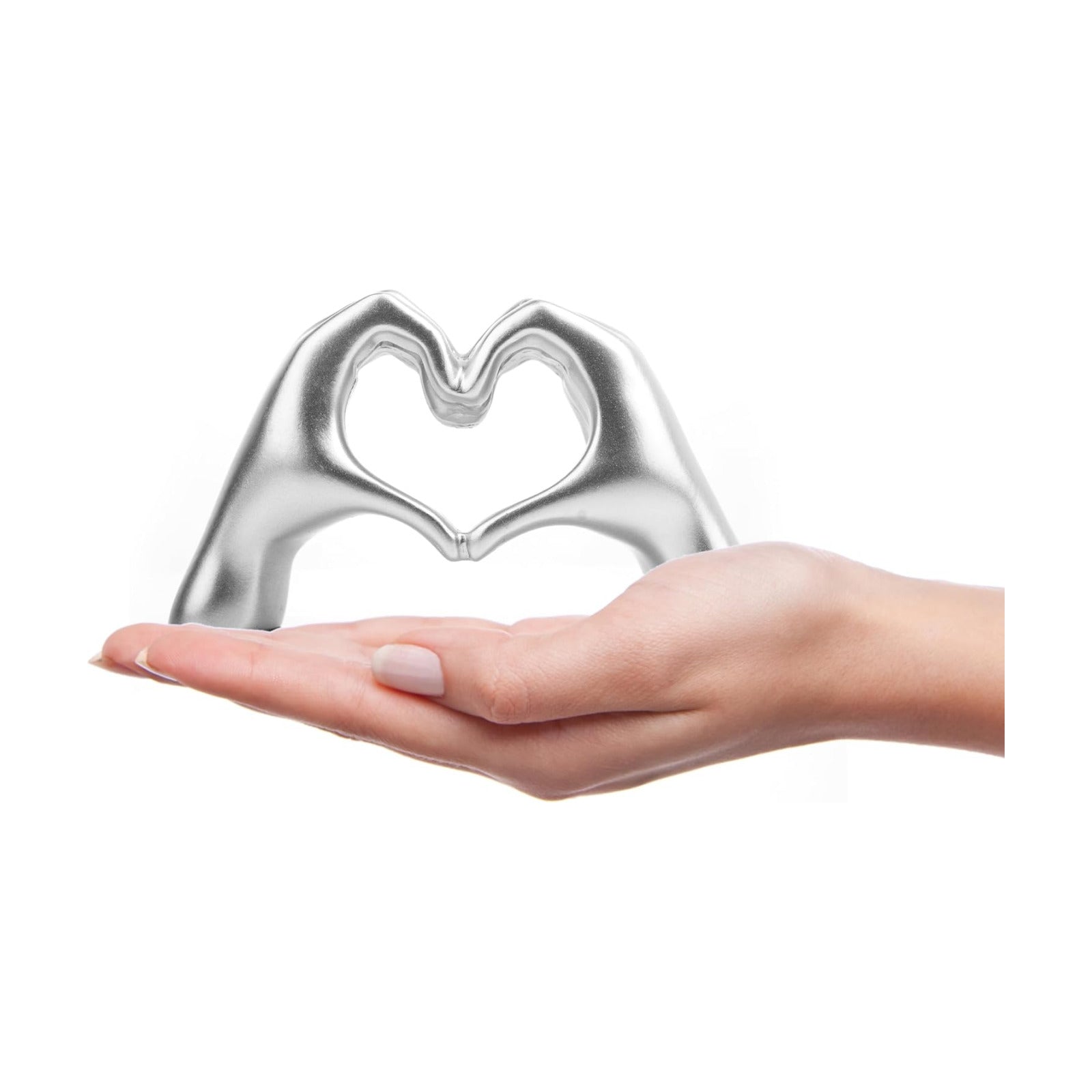 Small Heart Hands Sculpture Decor for Living Room Bedroom Bookshelf Coffe Table and Office Display, Love Finger Statue