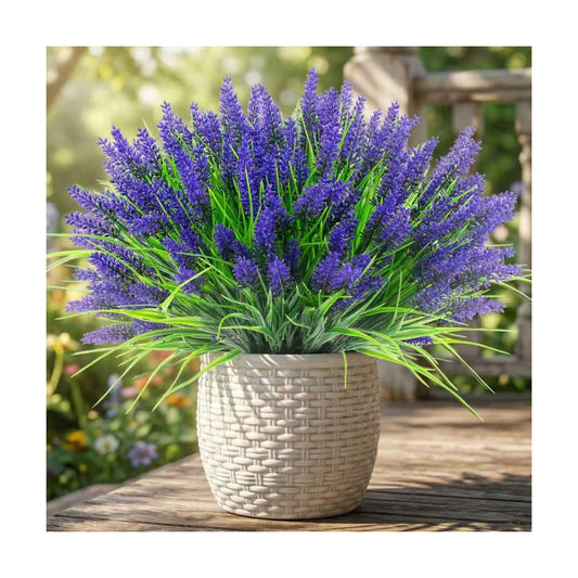 Artificial Outdoor Flowers UV Resistant Lavender Fake Greenery Plants Grass / Purple / Set of 22