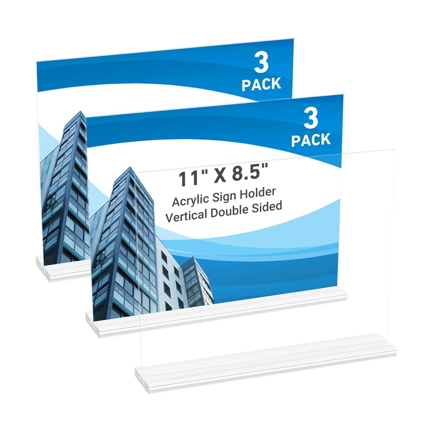 Acrylic Sign Holder / 11 x 8.5 / Horizontal / Clear / Set of 3
