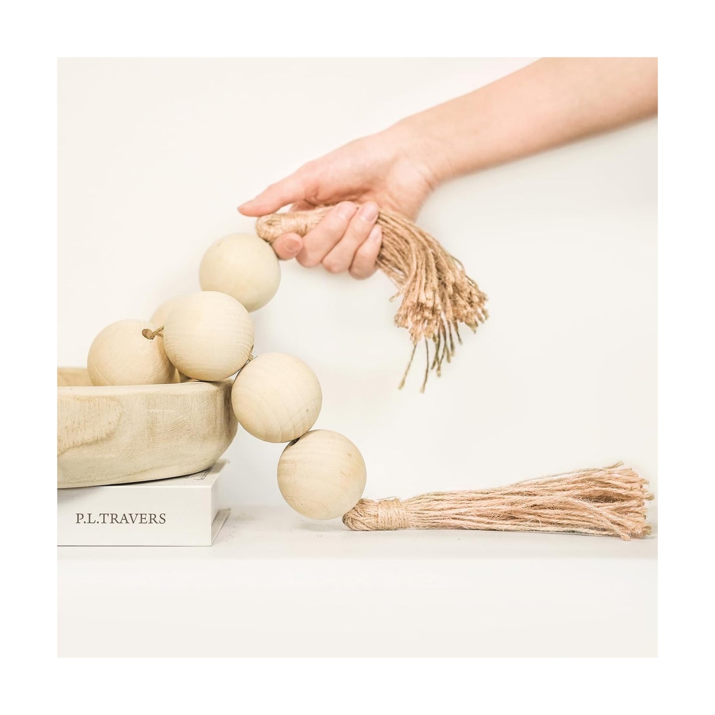 Extra Large Wood Bead Garland / 48 Inches / Natural