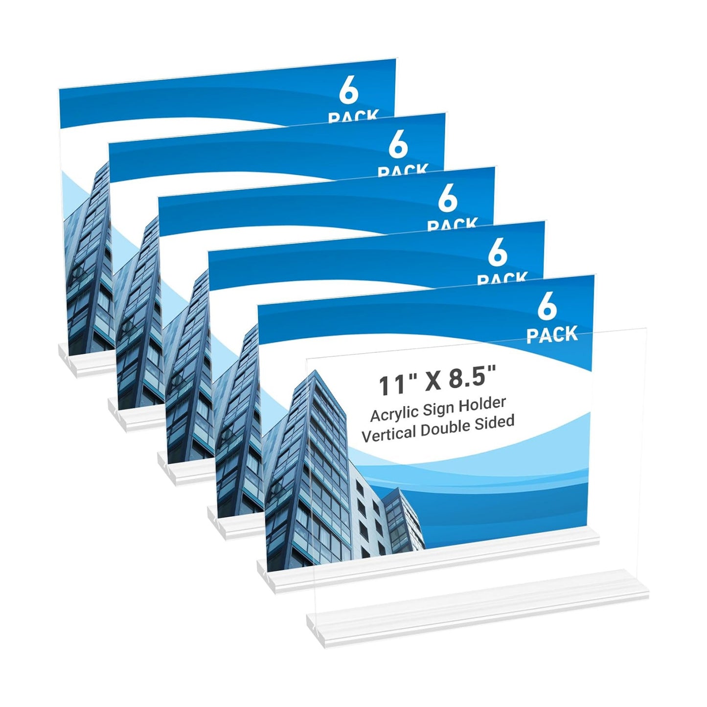 Acrylic Sign Holder / 11 x 8.5 / Horizontal / Clear / Set of 6