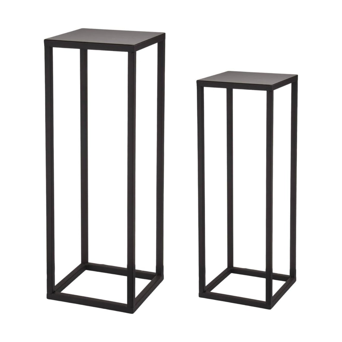 Black Plant Stand Indoor Pack of 2, No Assembly Required Metal Pedestal Flower Stand, Upgraded 0.6" Heavy Duty Column