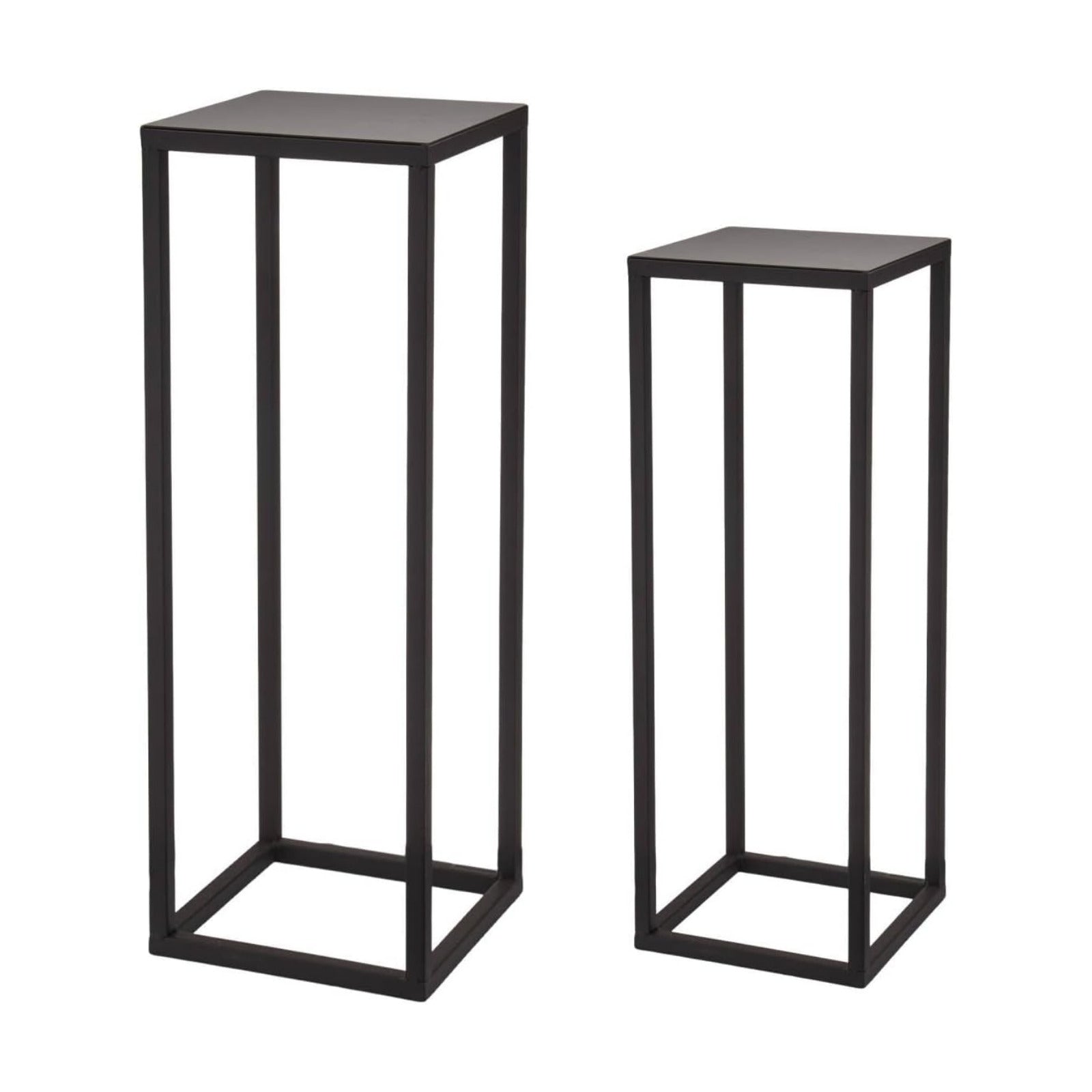 Black Plant Stand Indoor Pack of 2, No Assembly Required Metal Pedestal Flower Stand, Upgraded 0.6" Heavy Duty Column