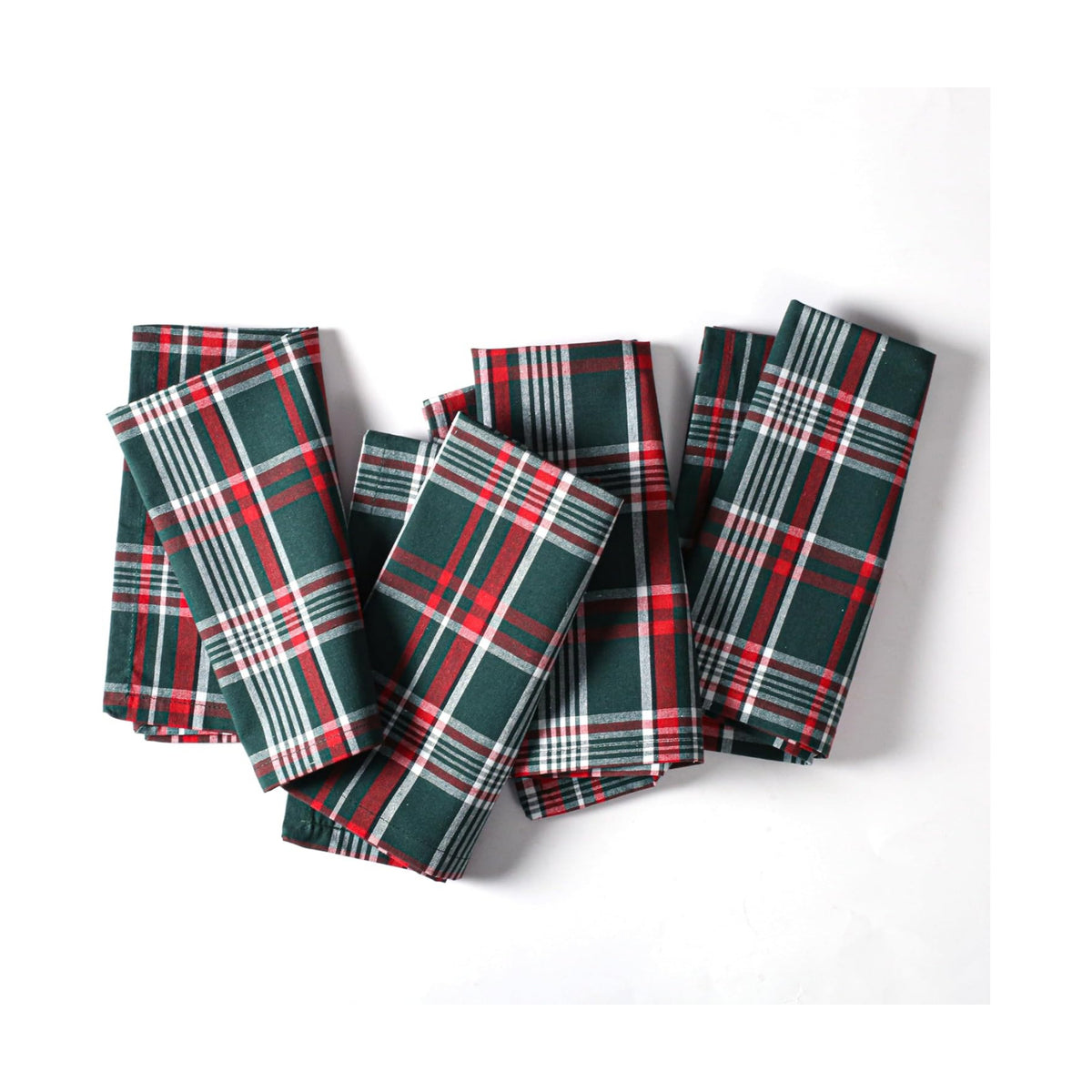 Ramanta Home Plaid Tartan Christmas Cloth Napkins Set of 4 - Green