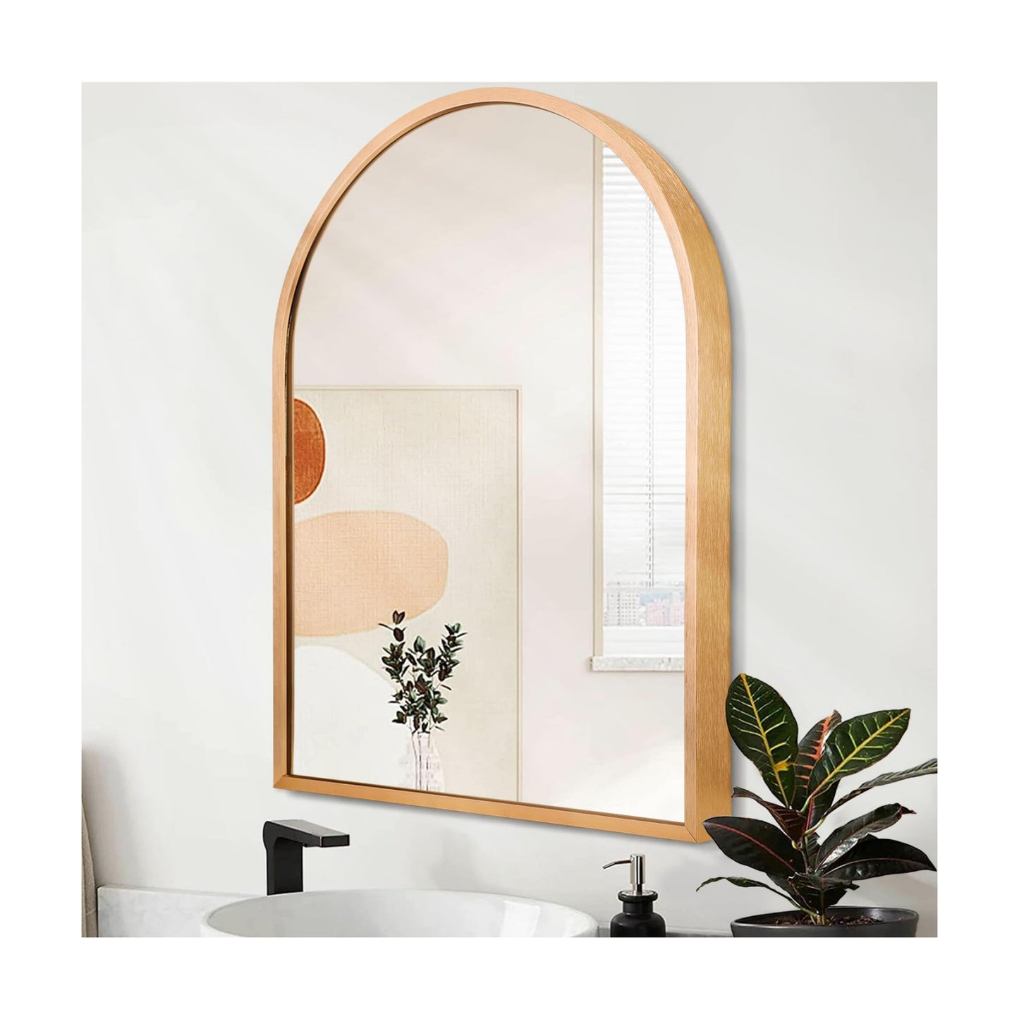 Aluminum Alloy Frame Hanging Vanity Mirror / 16"L x 12"W / Gold