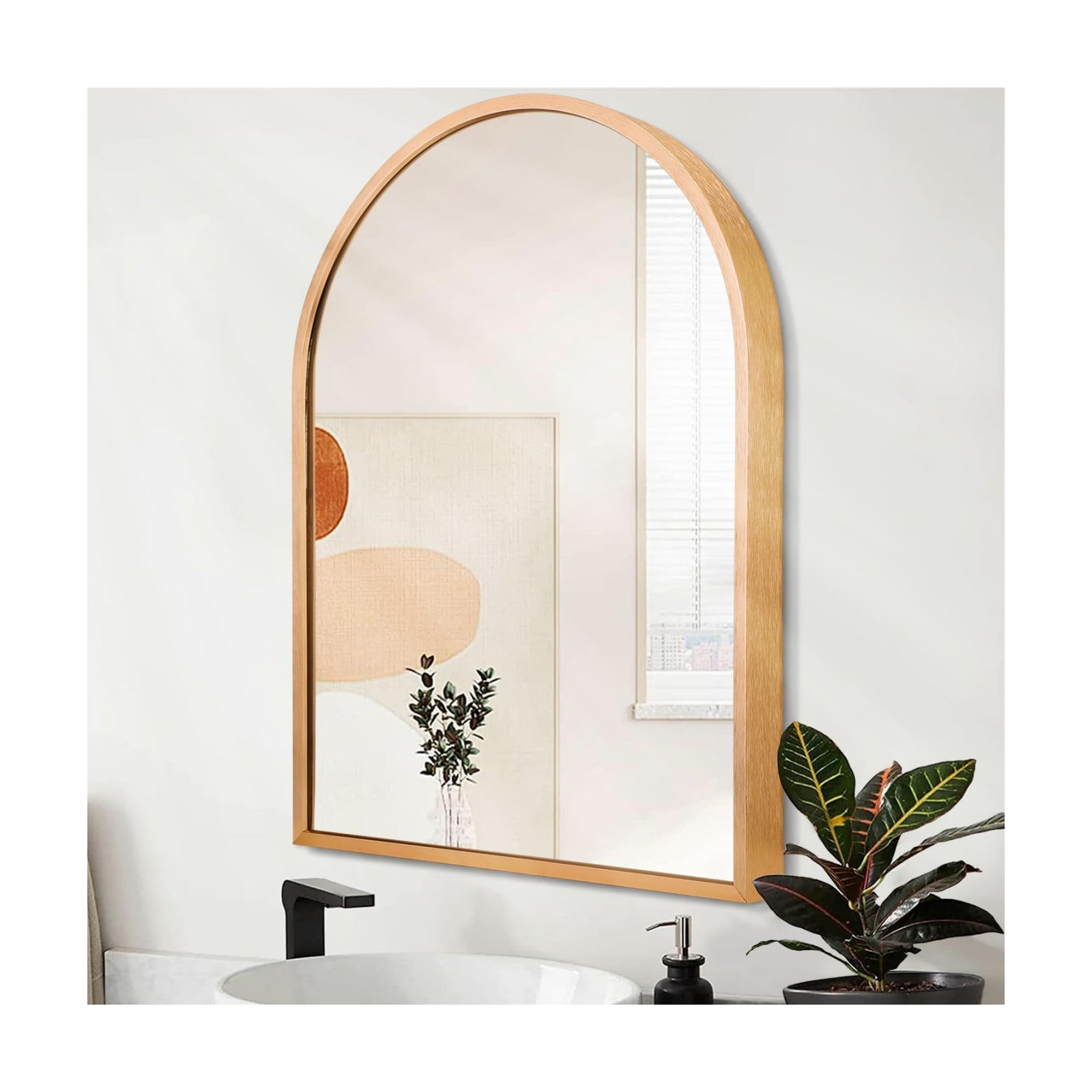 Aluminum Alloy Frame Hanging Vanity Mirror / 16"L x 12"W / Gold