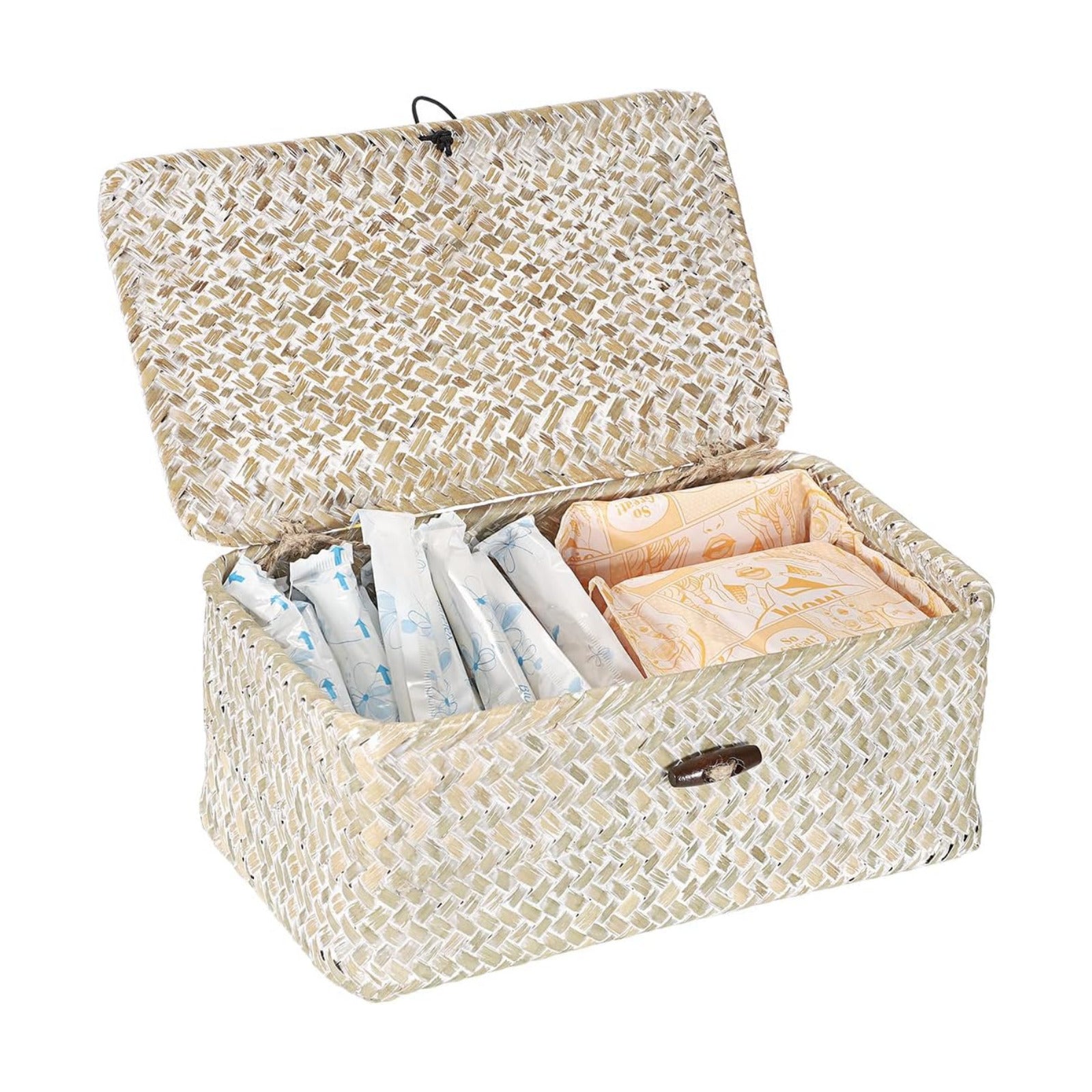 Wicker Basket / Wicker Storage Basket / Whitewash / Small
