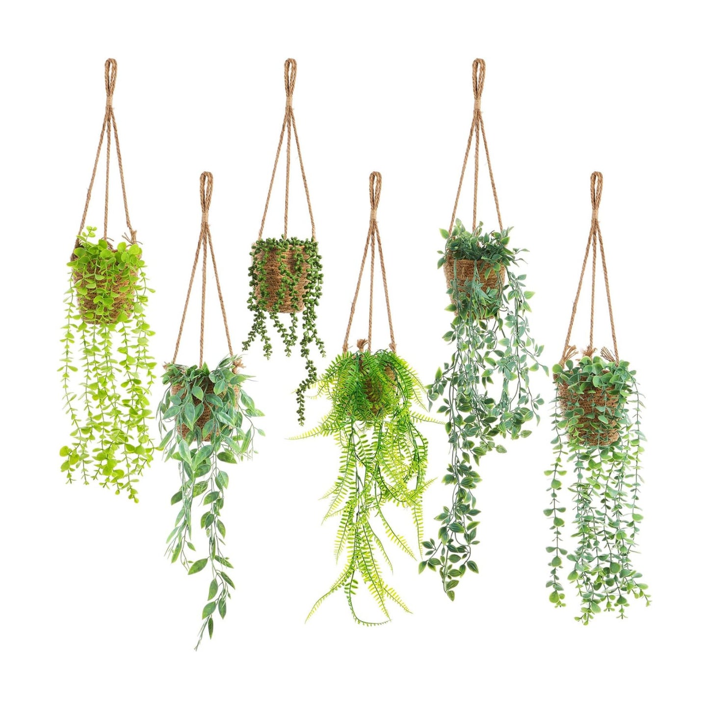 Summer Mini Hanging Artificial Plant / Standard Hanging / Green / Set of 6