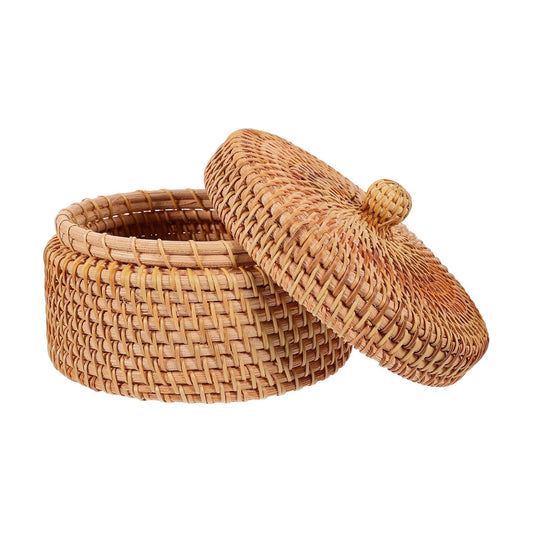 1Pc Handmade Rattan Basket Organizer Woven Storage Box