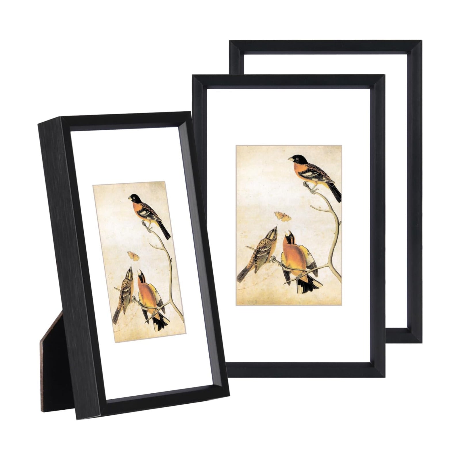 BKABOT 3x5 Black Aluminum Photo frames 3 Pack HD Glass Mat 2x3 Wall Table | Brushed aluminum Picture frames,removable