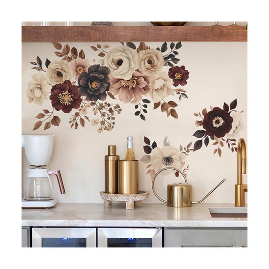 Elegant Peony Rose Flower Wall Stickers