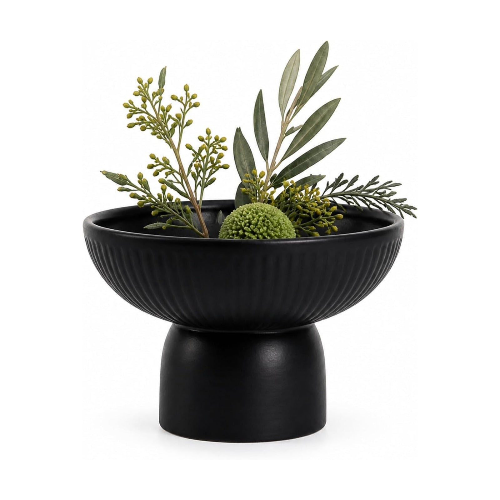 Table Art Flower Vase / Black / Pedestal, 6