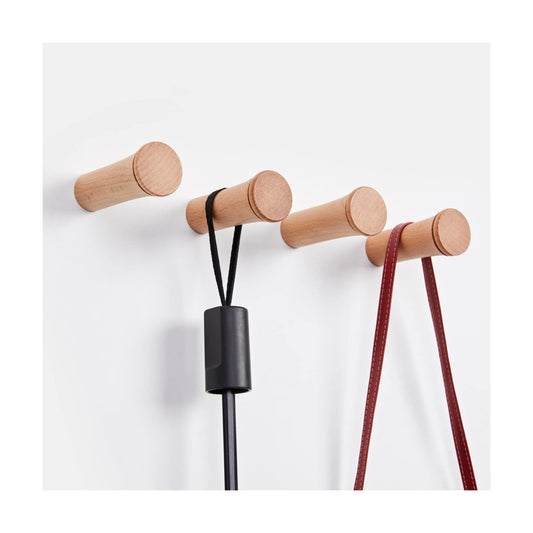 Wooden Coat Hooks Wall Mounted / Beech Wood-3inch / Set of 6