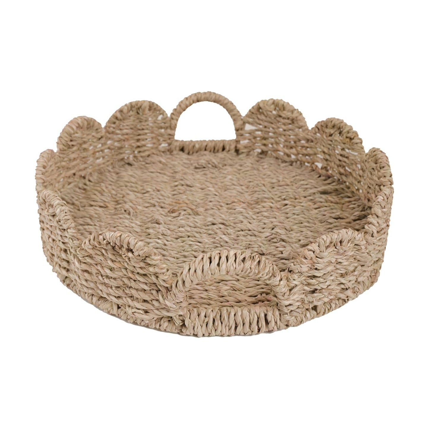 Scalloped Tray / Woven Tray for Ottoman / Seagrass