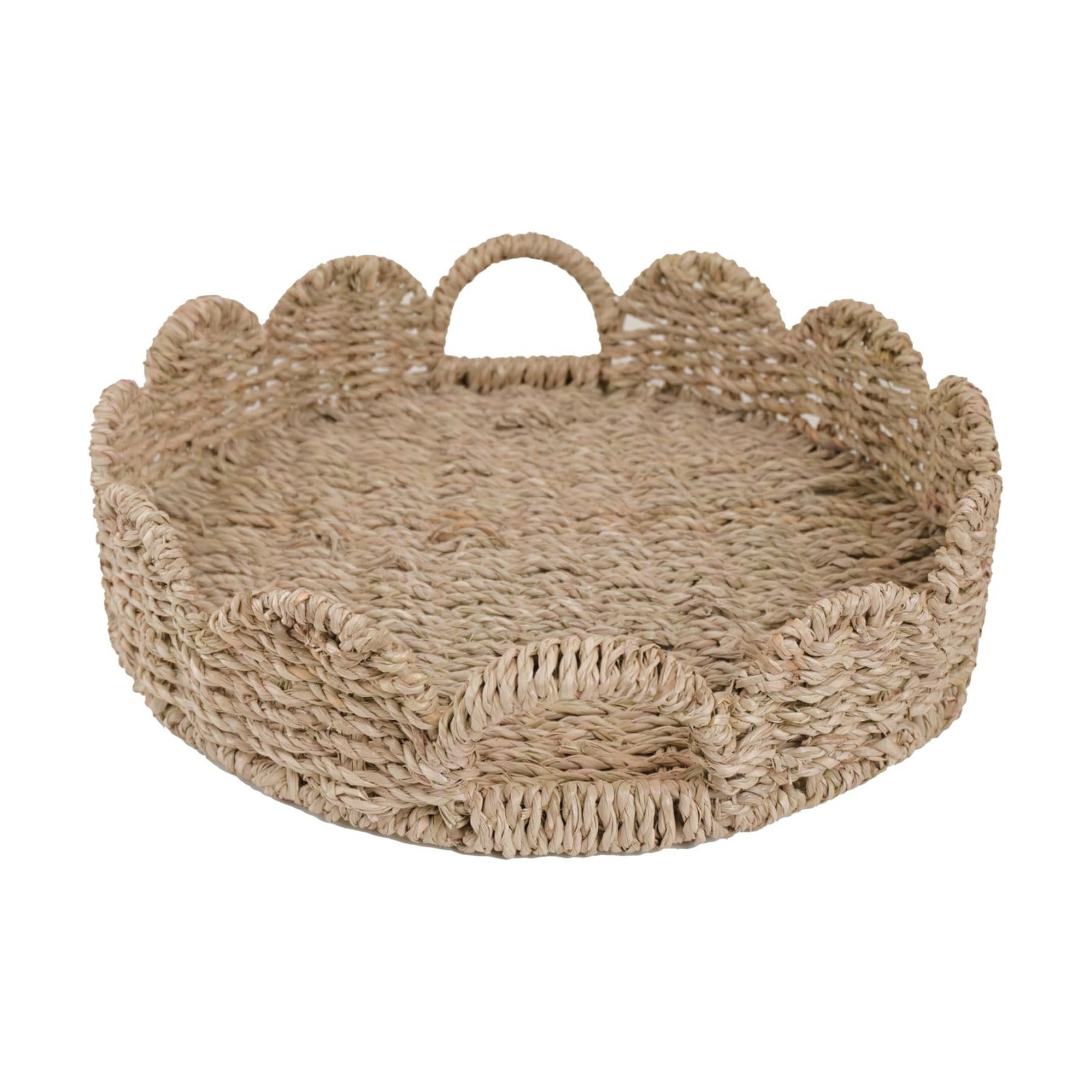 Scalloped Tray / Woven Tray for Ottoman / Seagrass