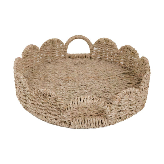 Scalloped Tray / Woven Tray for Ottoman / Seagrass