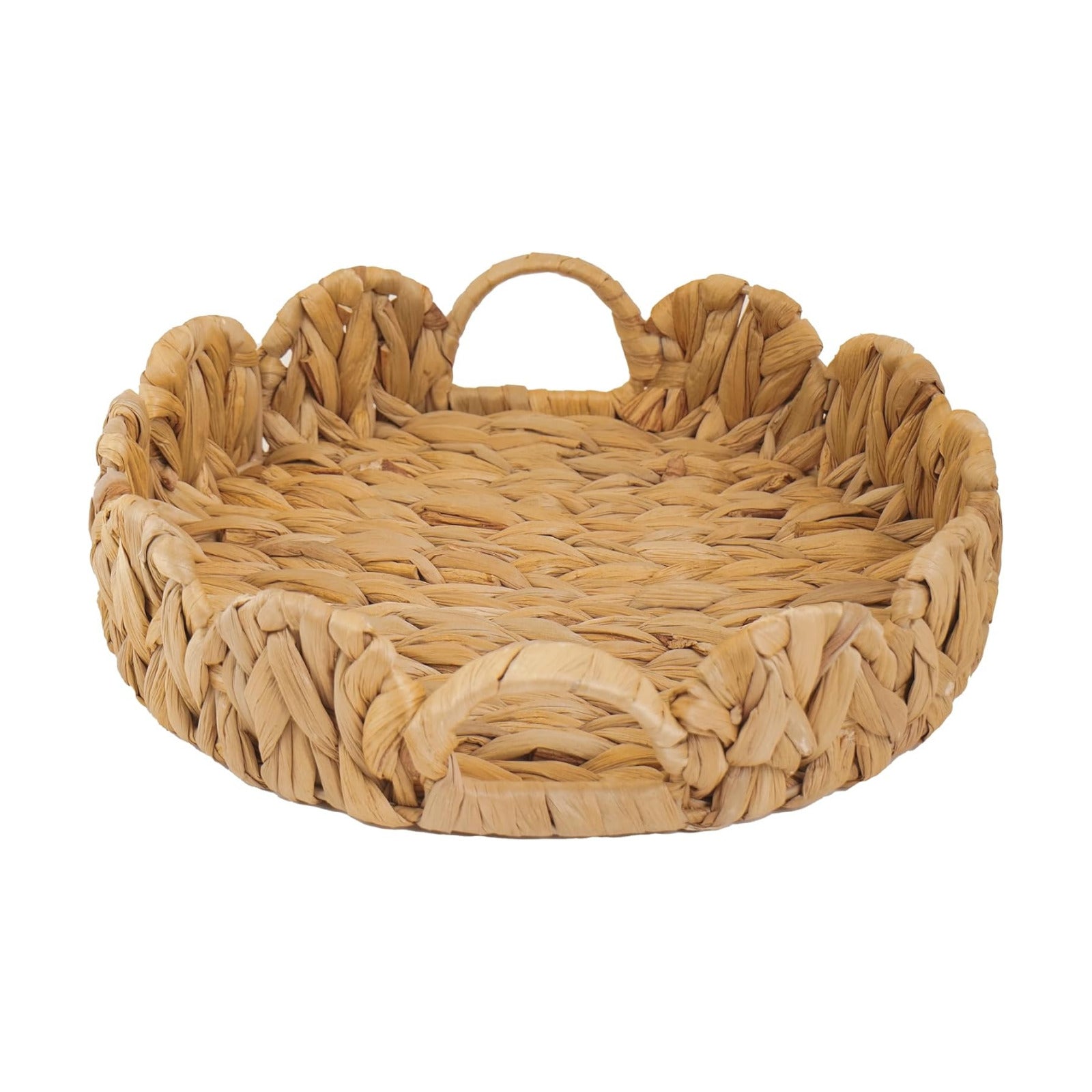 Scalloped Tray / Woven Tray for Ottoman / Water Hyacinth