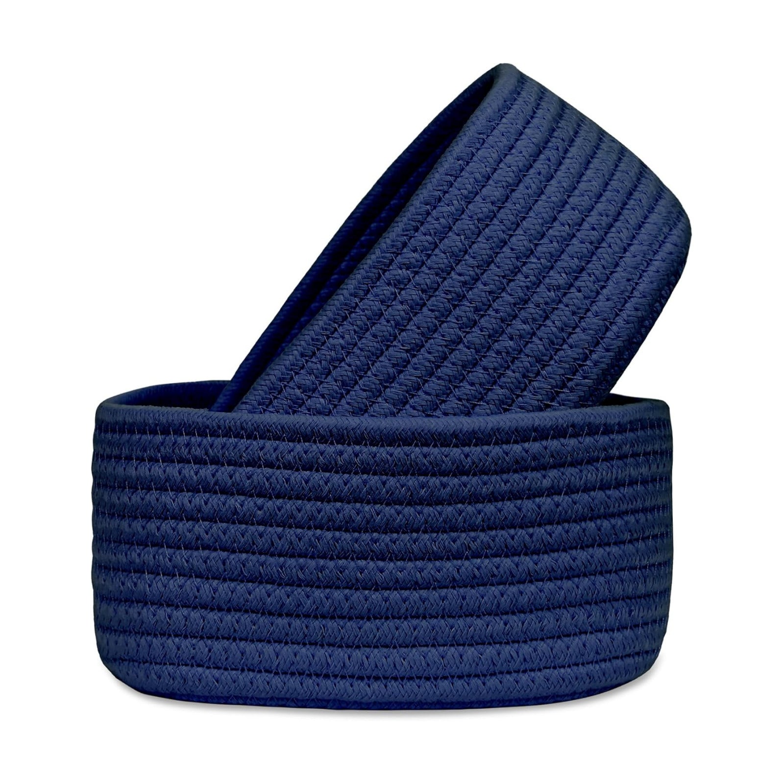 【 】 Small Woven Baskets / Navy Blue / Set of 2
