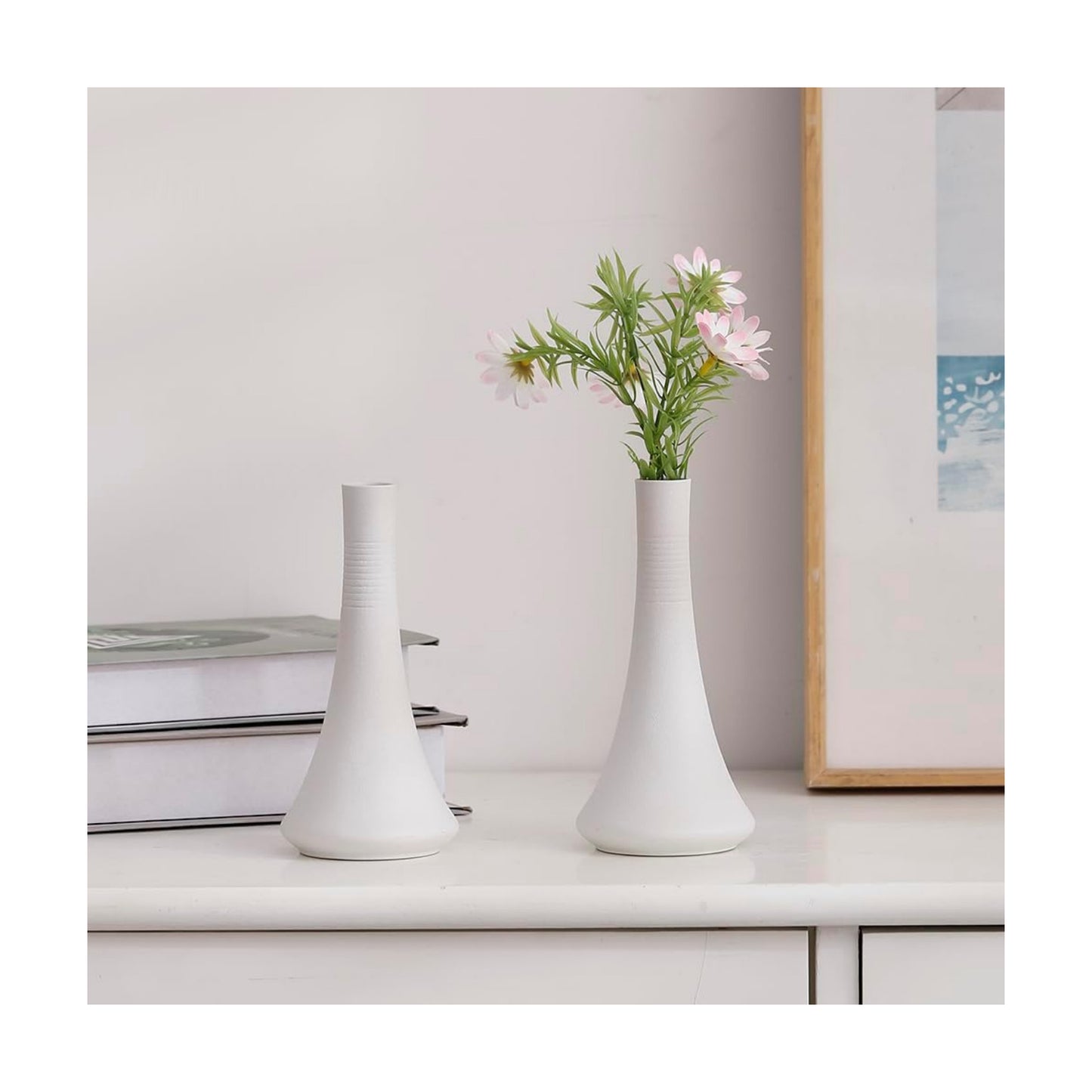 2-Piece Matte Ceramic vase Set / White