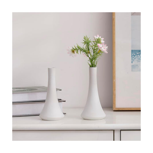 2-Piece Matte Ceramic vase Set / White