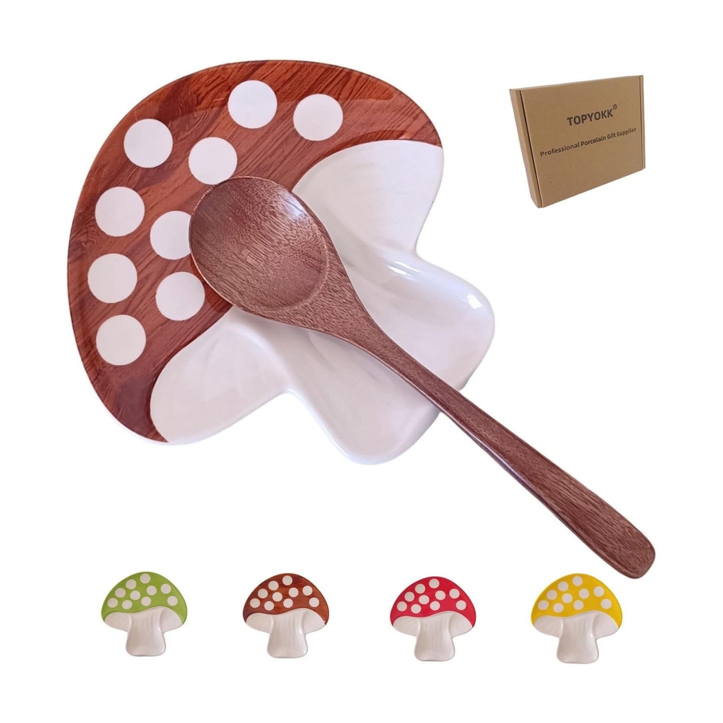 Ceramic Spoon Rest for Stove Top & Kitchen Counter Spoon Holder for Stove & Cooking / Rustic Brown