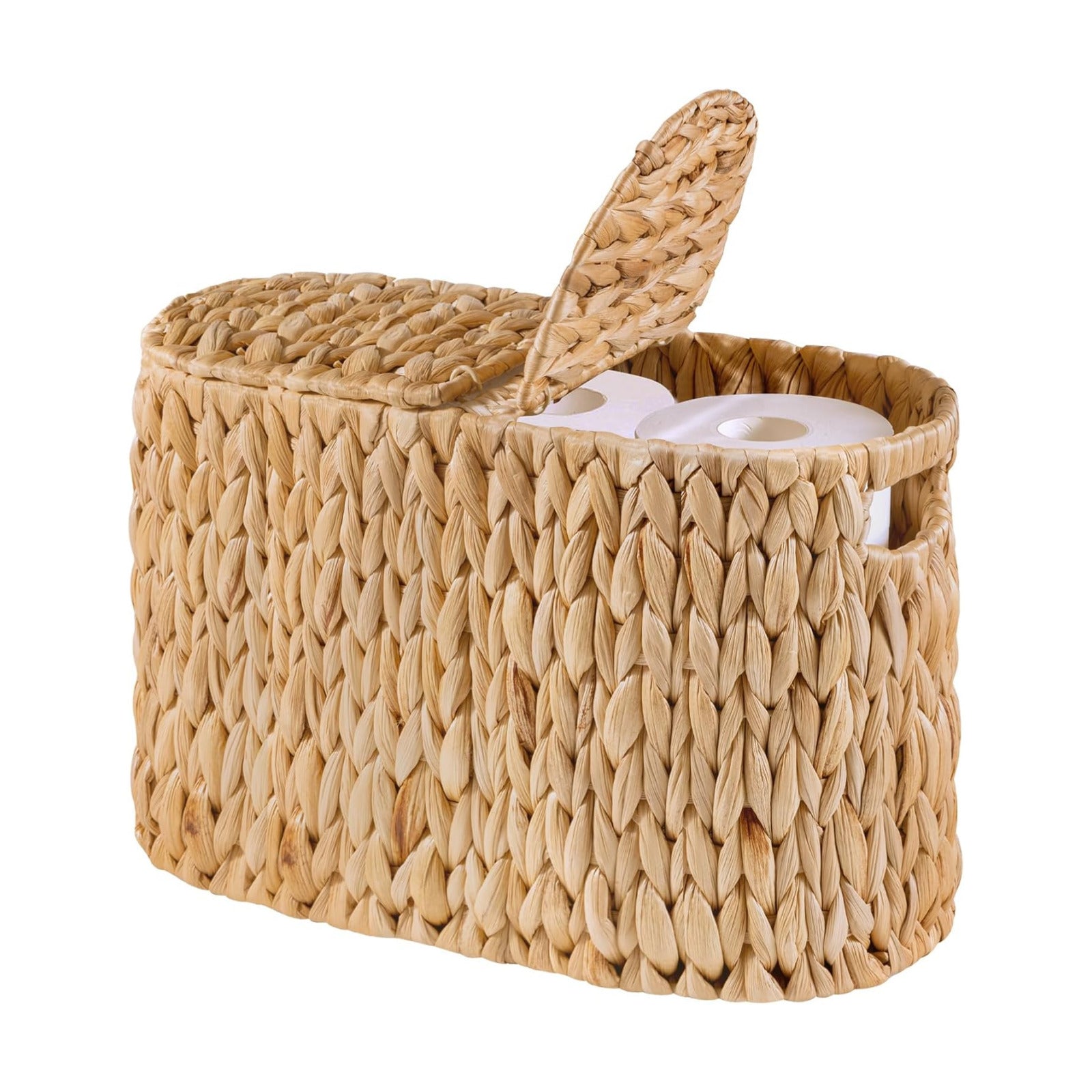 Water Hyacinth Wicker Toilet Paper Storage Holder / Natural / for 6 Rolls