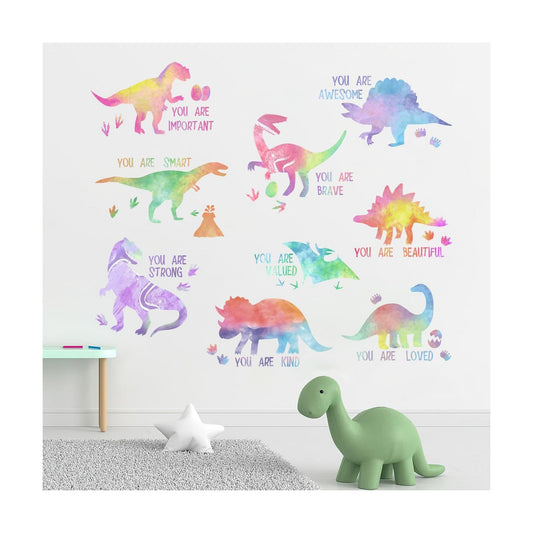 Inspirational Pastel Gradient Dinosaur Wall Decals Stickers / Colorful Dinosaur