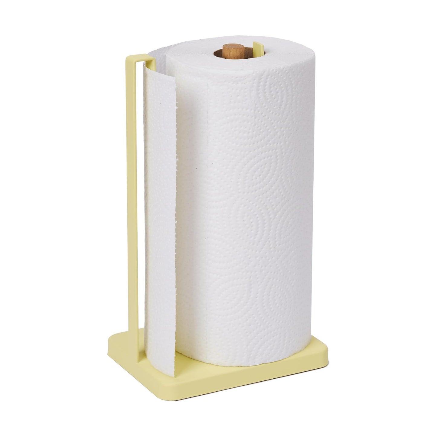 Yamazaki Home Tosca One-Handed Tear Paper Towel Holder - Kitchen Storage Rack - Steel + Wood