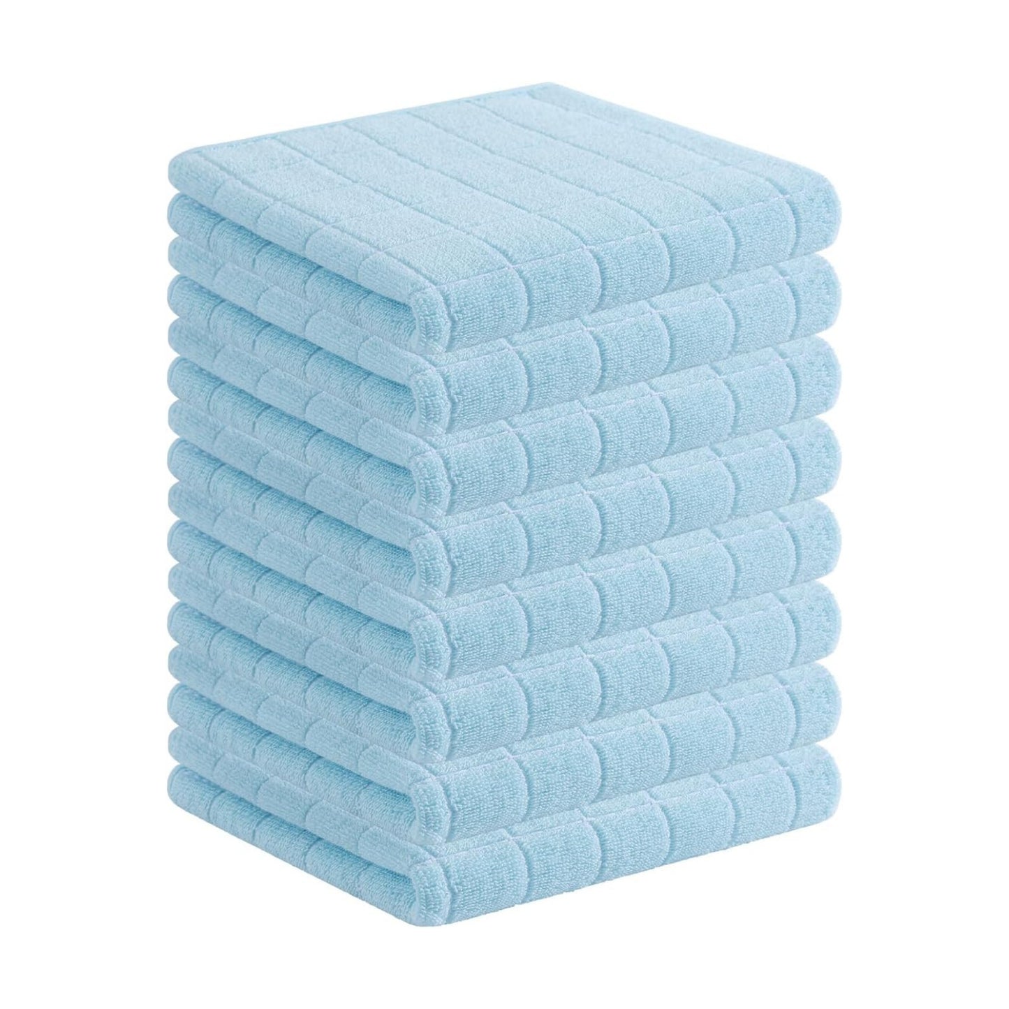 Homaxy 100% Cotton Terry Kitchen Towels, 8 Pack, Sky Blue | Ultra Soft and Absorbent Dish Towels for Kitchen, Suitable