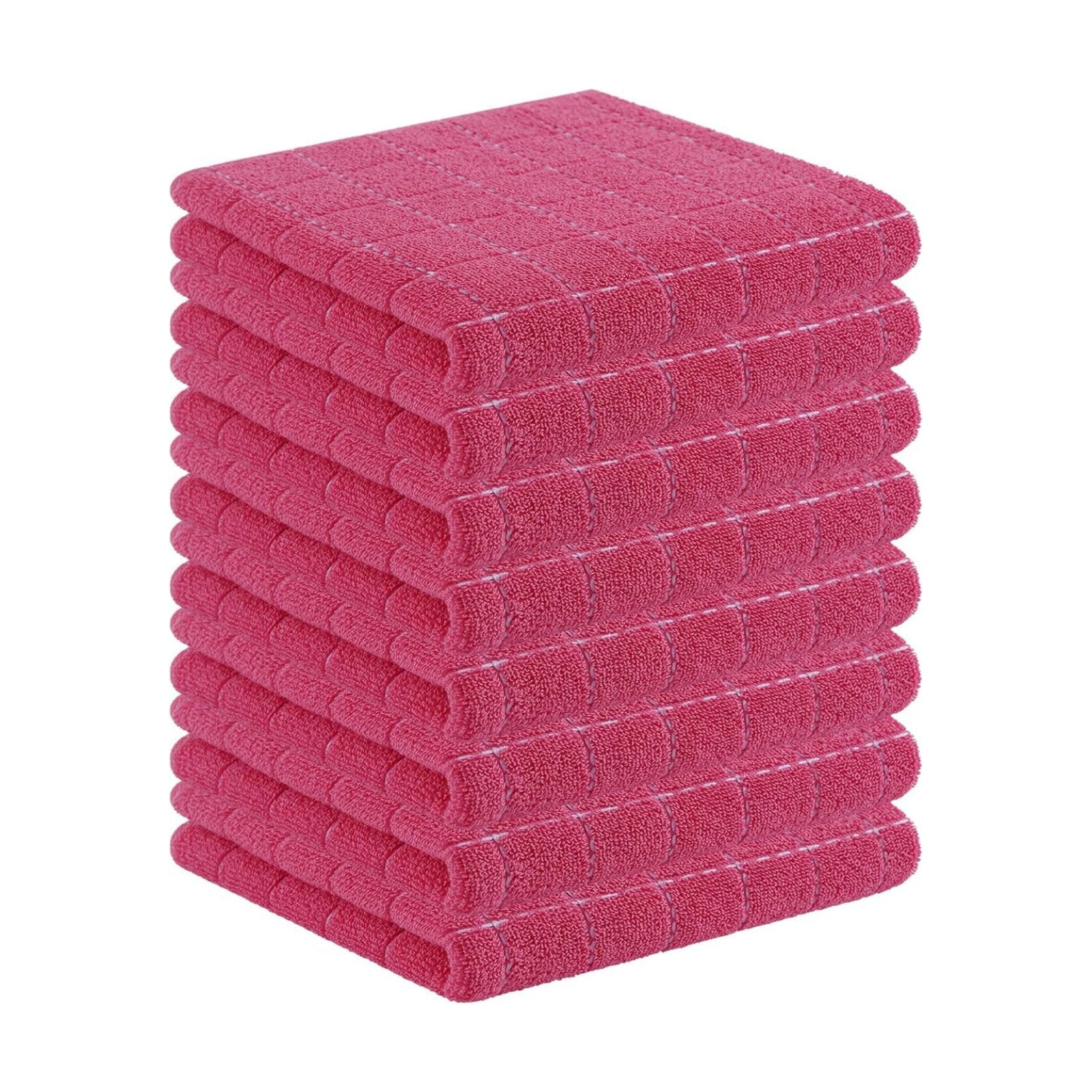 Homaxy 100% Cotton Terry Kitchen Towels, 8 Pack, Rose Red | Ultra Soft and Absorbent Dish Towels for Kitchen, Suitable