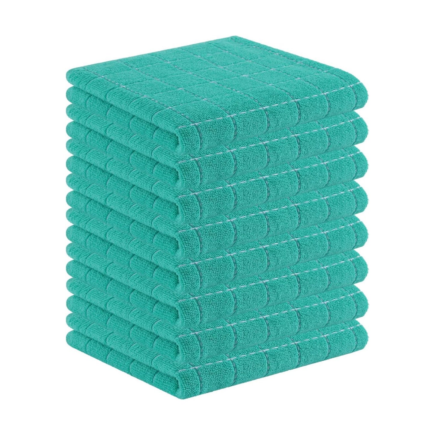 Homaxy 100% Cotton Terry Kitchen Towels, 8 Pack, Turquoise | Ultra Soft and Absorbent Dish Towels for Kitchen, Suitable