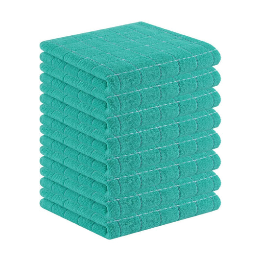 Homaxy 100% Cotton Terry Kitchen Towels, 8 Pack, Turquoise | Ultra Soft and Absorbent Dish Towels for Kitchen, Suitable