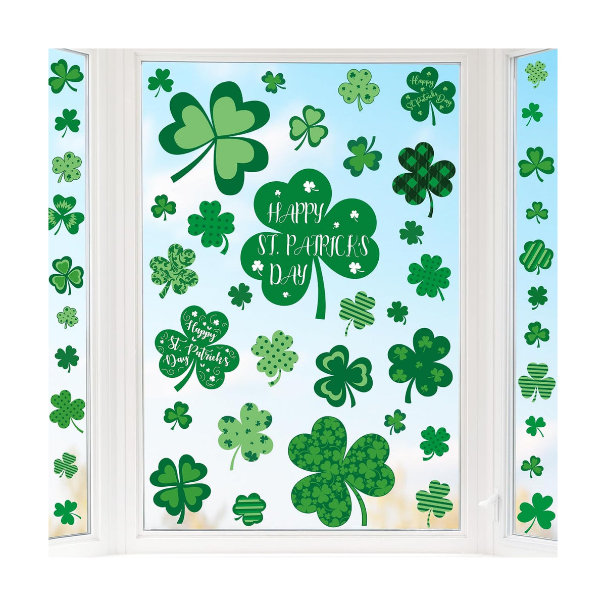9 Sheets St Patricks Day Window Clings, 116 PCS St Patrick's Day Shamrock Window Stickers for St Patricks Day Decorations, Green Static Spring Window Clings for Glass Windows Decor