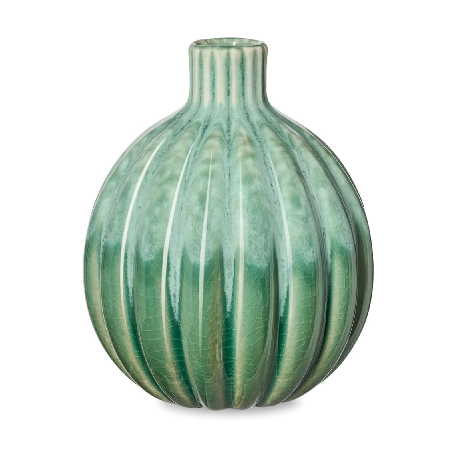 5" Reactive Glaze Ceramic Green Bud Vase / Reactive Green Glaze / 5-inch