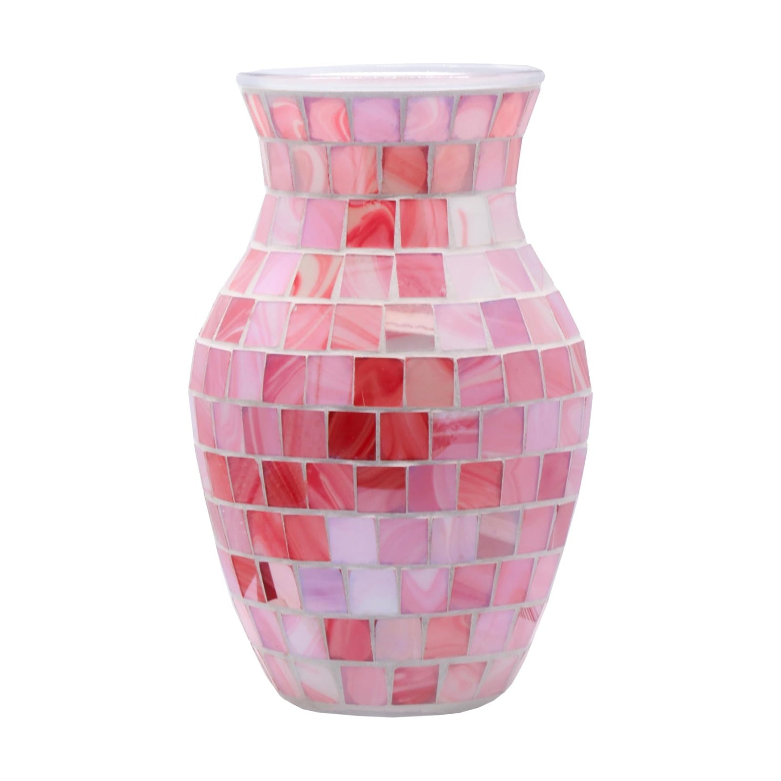Handmade Textured Glass Flower Vase / Pink Agate