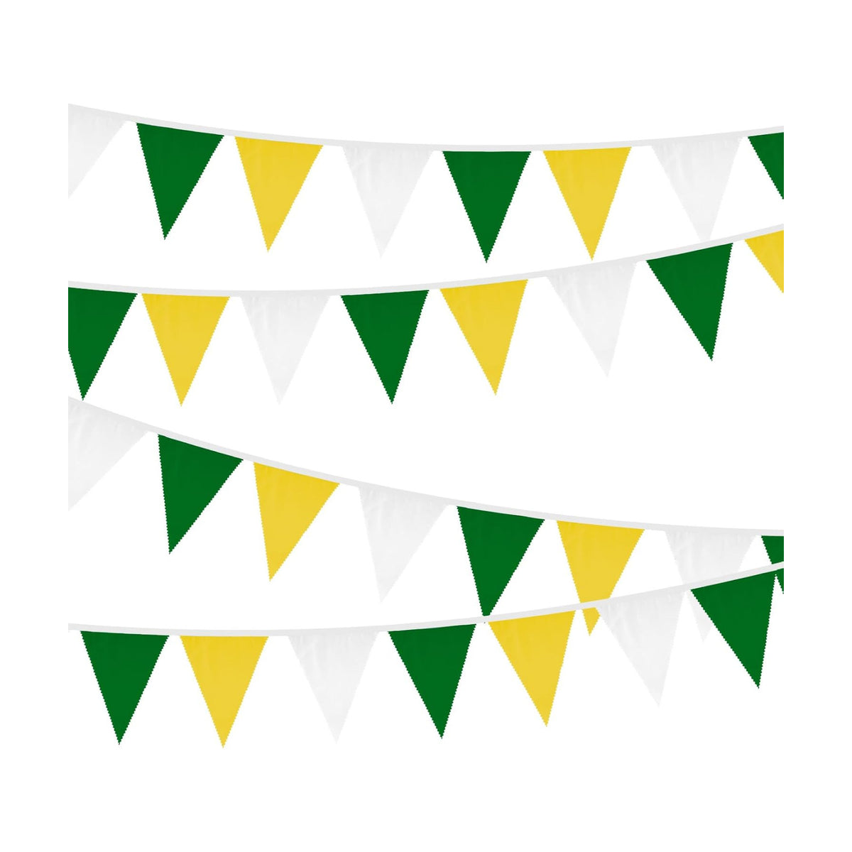 jijAcraft 39Ft Yellow Green White Banner, Golf Party Decor Triangle Flag, Tea Party Fabric Bunting Garland, Partys Decor Pennant Hanging Banner for Spring Summer, Birthday, Wedding