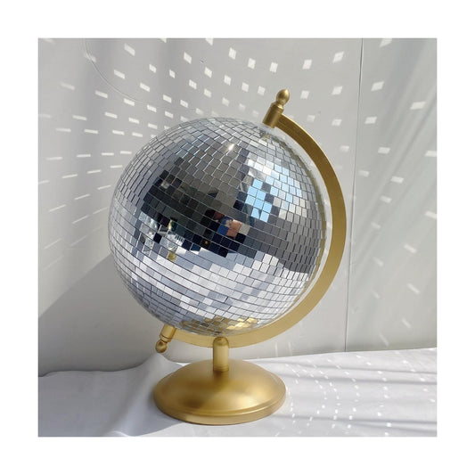 Disco Ball Globe Home Decor Statues Tabletop Art Sculpture Gold Discoball / Bright Gold / 6inch