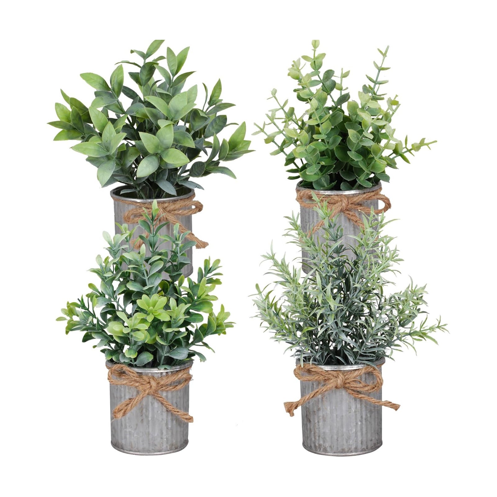 Small Artificial Plants Fake Potted Plant / Silvery / Set of 4