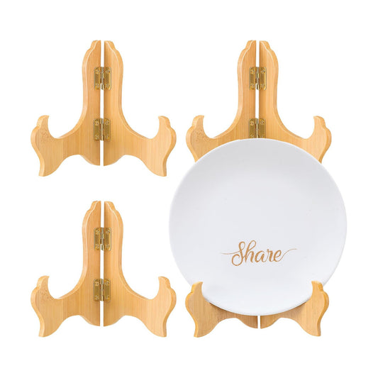 Packs Wooden Display Stand Decorative Plate Stands for Display Picture Frame Holder / Wood / 4 Inch
